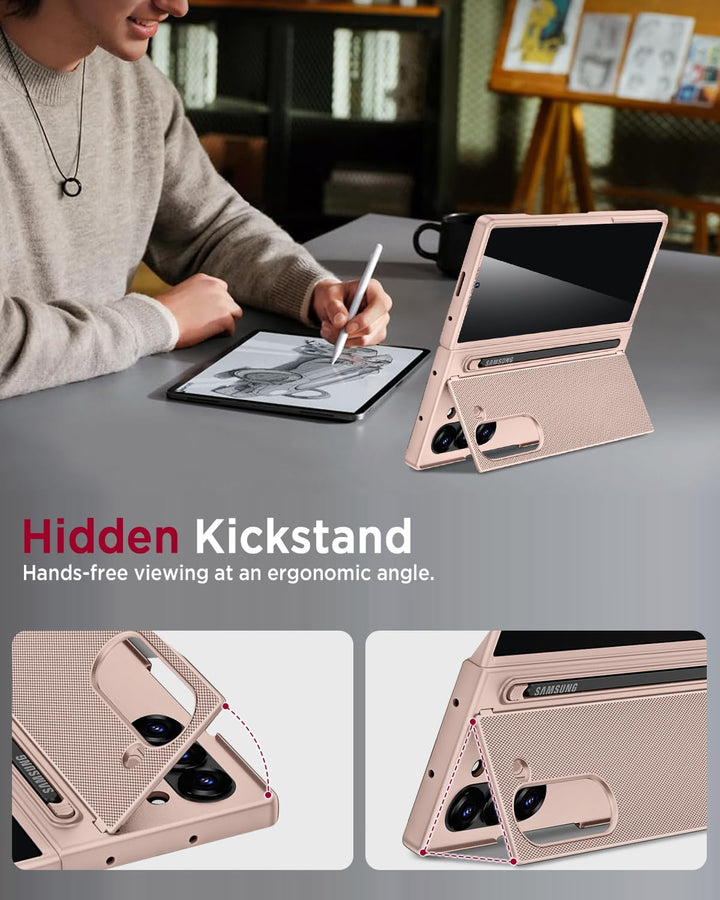 Miimall Kompatibel mit Samsung Galaxy Z Fold 7 Hülle mit S-Pen Holder, [Anti-SPY Displayschutz] Ultr