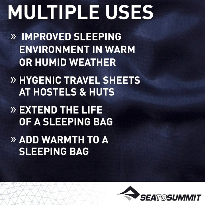 Sea to Summit Schlafsack Hüttenschlafsack Silk Stretch Liner - Mummy marineblau 92 x 210 cm cm, mari