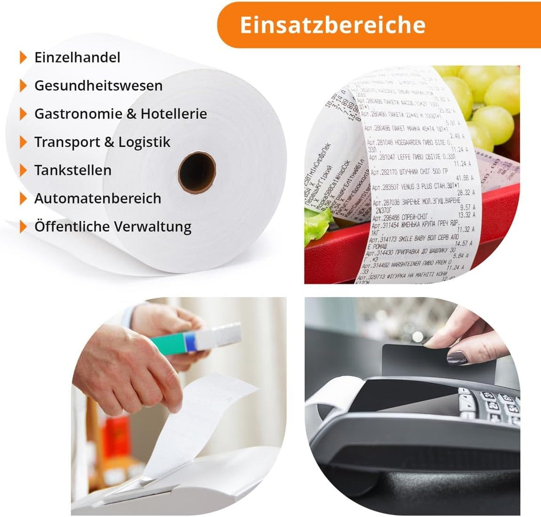50 Stk. Thermorollen | 57x10x12 mm Ø32mm | Länge: 10 m | BPA frei | für EC Cash Geräte | Thermopapie