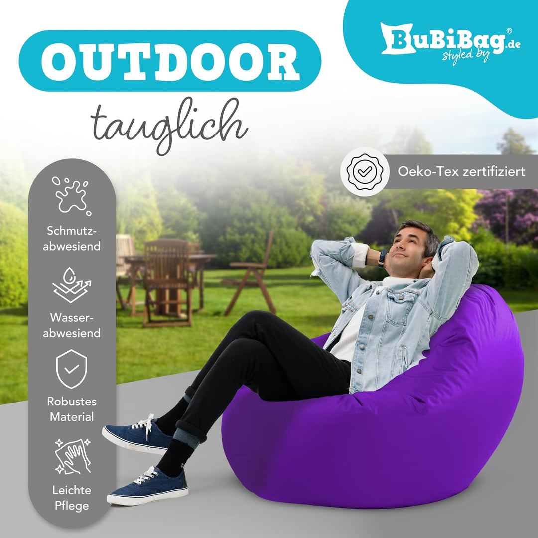 BuBiBag 2in1 Sitzsack L - XXL mit Füllung für Kinder &amp; Erwachsene, Gaming Beanbag &amp; Bodenkissen für