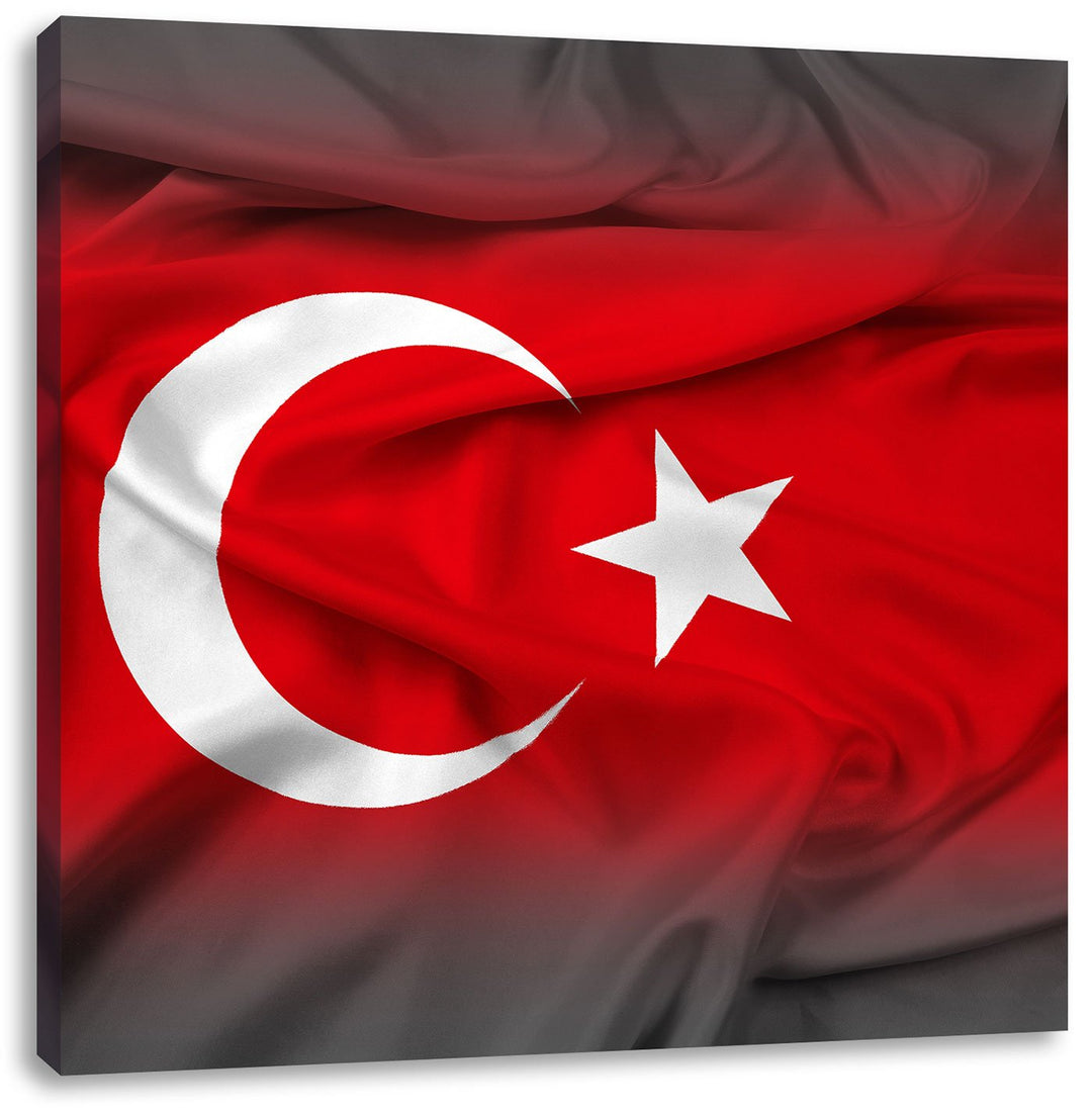 Pixxprint Flagge der Türkei / 70x70cm Leinwandbild bespannt auf Holzrahmen/Wandbild Kunstdruck Dekor