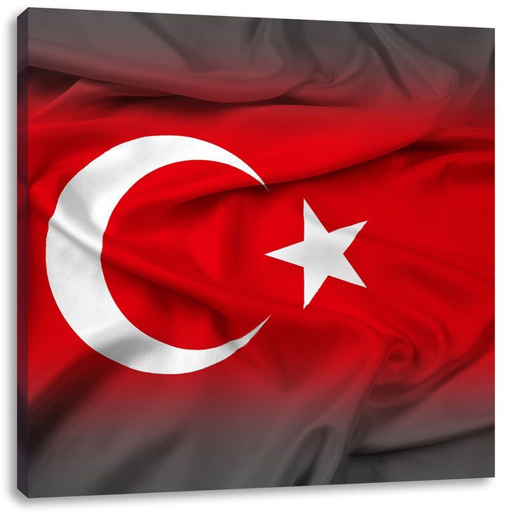 Pixxprint Flagge der Türkei / 70x70cm Leinwandbild bespannt auf Holzrahmen/Wandbild Kunstdruck Dekor