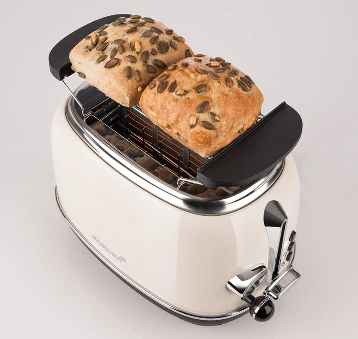 Korona 21666 Toaster | 2 Scheiben | Creme | Röstgrad-Anzeige | Auftauen | Rösten | Aufwärmen | 810 W