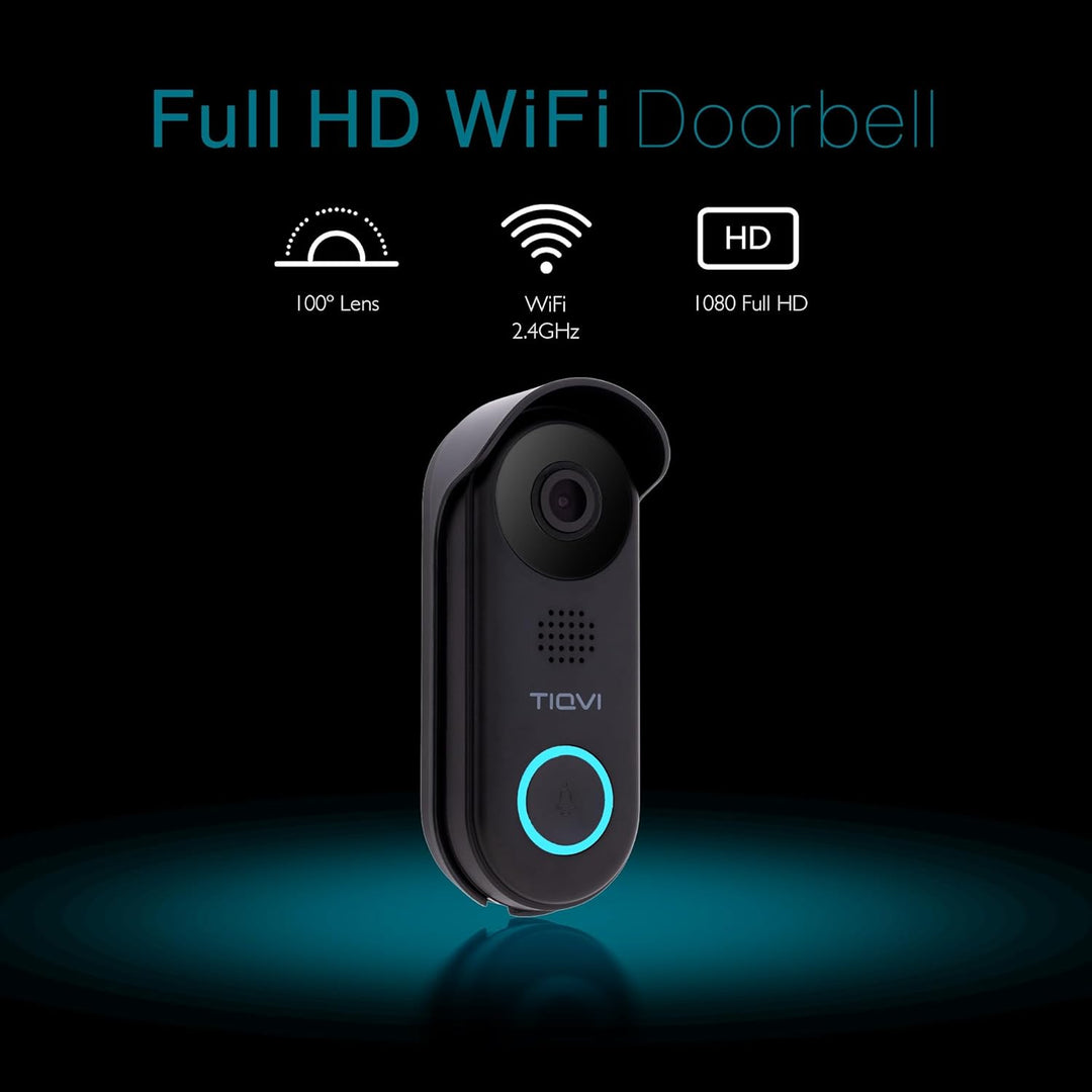 Smart Video-Türklingel, WiFi, Full HD 1080P, Bewegungsdetektion, 2-Wege-Audio, Nachtsicht, Inklusive