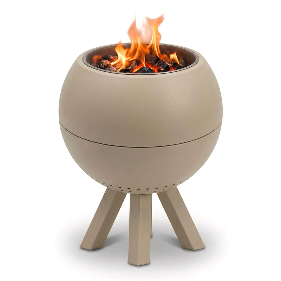 Feuerschale, Feuerstelle,Doppelwandig,Hitzebeständig,Raucharm (Beige), Beige