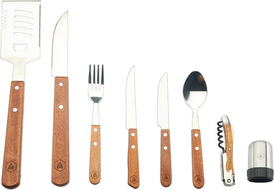 LAGUIOLE - Komplettes Picknick-Set - 18-teilig - Messer - Gabeln - Korkenzieher - Kiefernholzgriffe