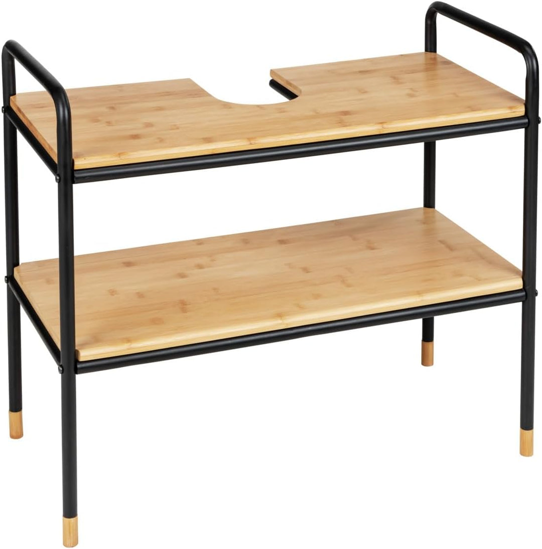 WENKO Waschbeckenunterschrank Loft mit 2 Ablagen aus FSC®-zertifiziertem Bambus, zur Aufbewahrung vo