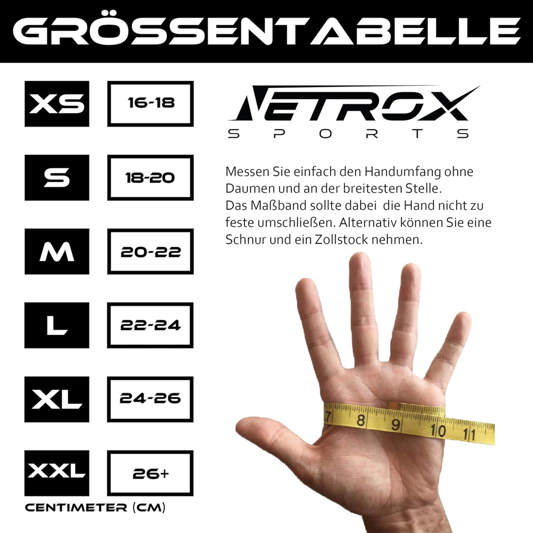 NetroxSports - Trainingshandschuhe mit Handgelenkbandage für Krafttraining Kraftsport - Fitness Hand
