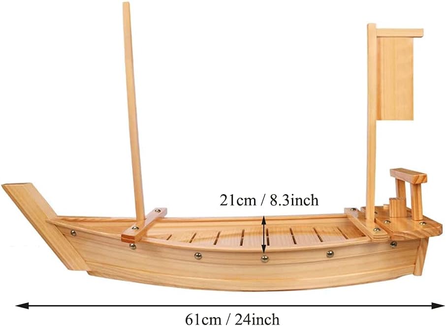 WINAKUI Sushi-Serviertablett aus Holz, 61 cm, Sushi-Teller für Restaurant oder Zuhause, grosses Sush