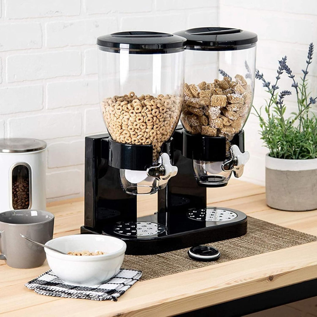 Müslispender doppelt, 2L Lebensmittelspender aus Kunststoff,Cornflakes,Süssigkeiten,Süssigkeiten und
