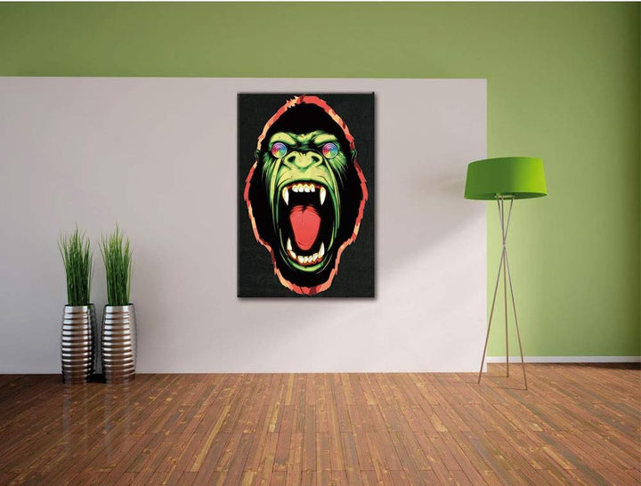 Dark Hypnotic ape black Leinwandbild Bild auf Leinwand, XXL riesige Bilder fertig gerahmt mit Keilra
