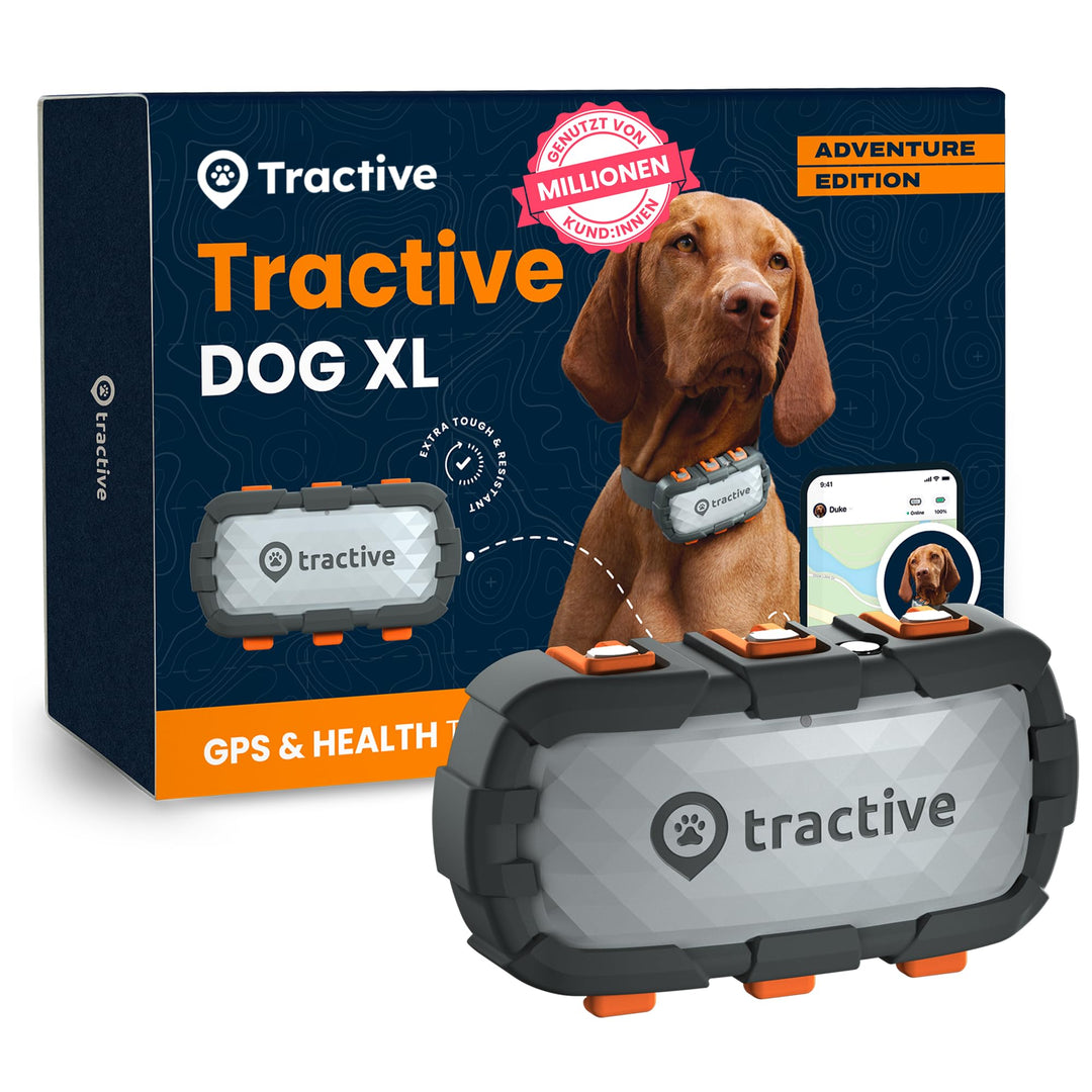 Tractive GPS Tracker Hund - XL Adventure | Bissfestes Glasfasergehäuse | Bis zu 1 Monat Akku | Markt