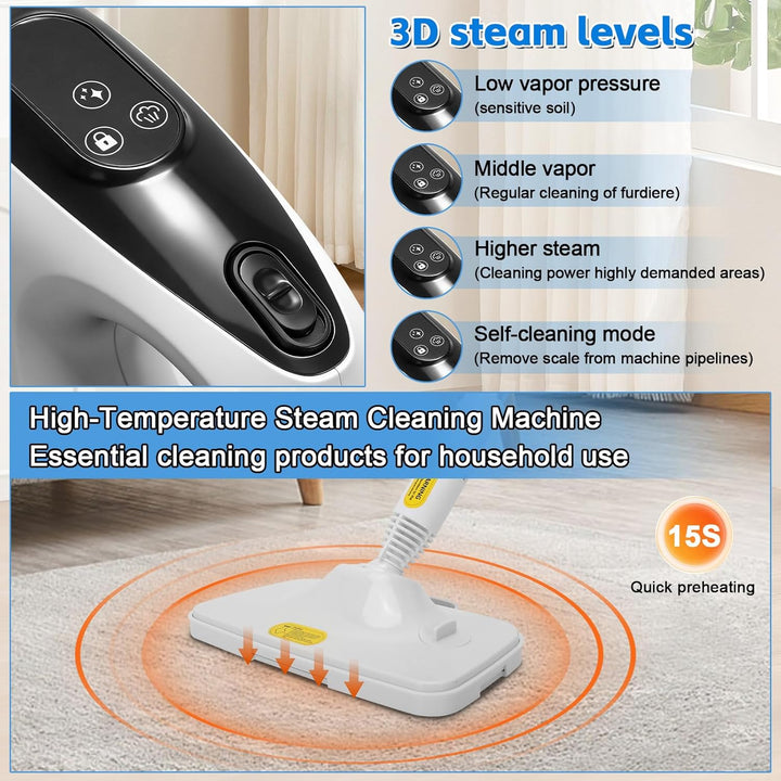 Dampfreiniger 1200W Dampfreiniger Handgerät, Mehrzweck Steam Cleaner Chemikalienfreier Handdampfrein
