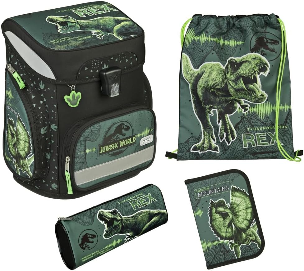 Jurassic - Dino - T-Rex Schulranzen-Set EasyFit 9tlg. mit Sporttasche, Schultüte, Brotdose und Trink
