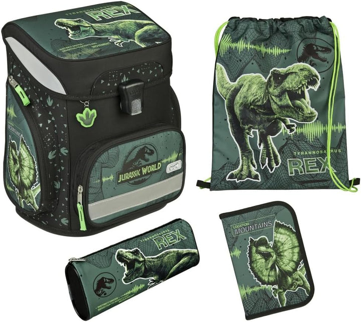 Jurassic - Dino - T-Rex Schulranzen-Set EasyFit 9tlg. mit Sporttasche, Schultüte, Brotdose und Trink