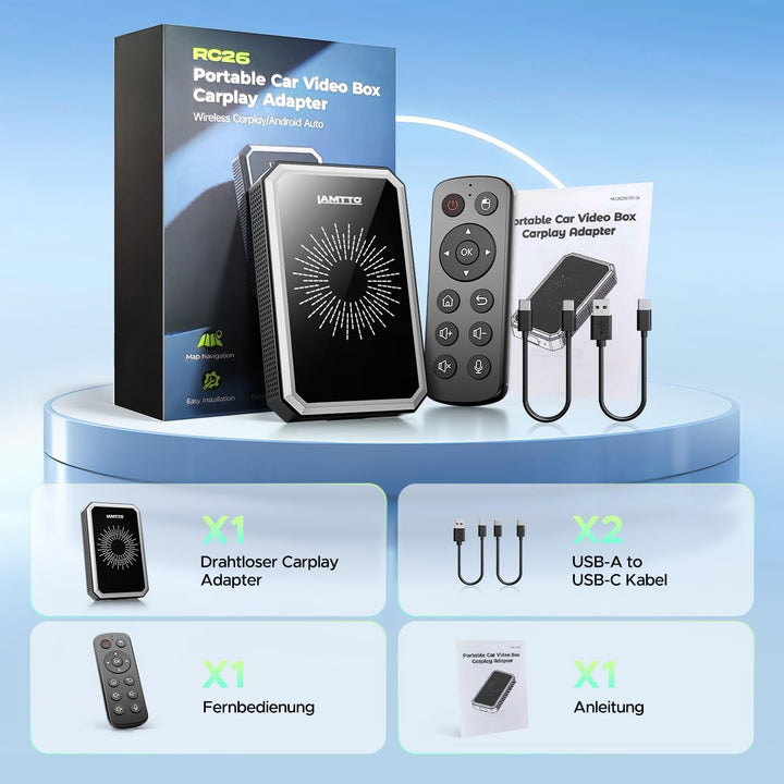 LAMTTO 4-in-1 Wireless CarPlay Android Auto Adapter mit Net-Flix/YouTube/Tik Tok Google-Play Downloa