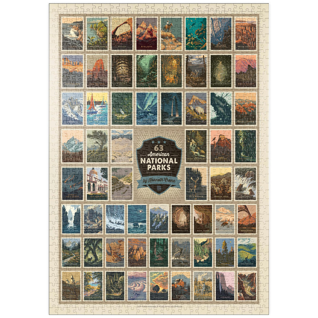 63 American National Parks: by Kenneth Crane - Premium 1000 Teile Puzzle - MyPuzzle Sonderkollektion