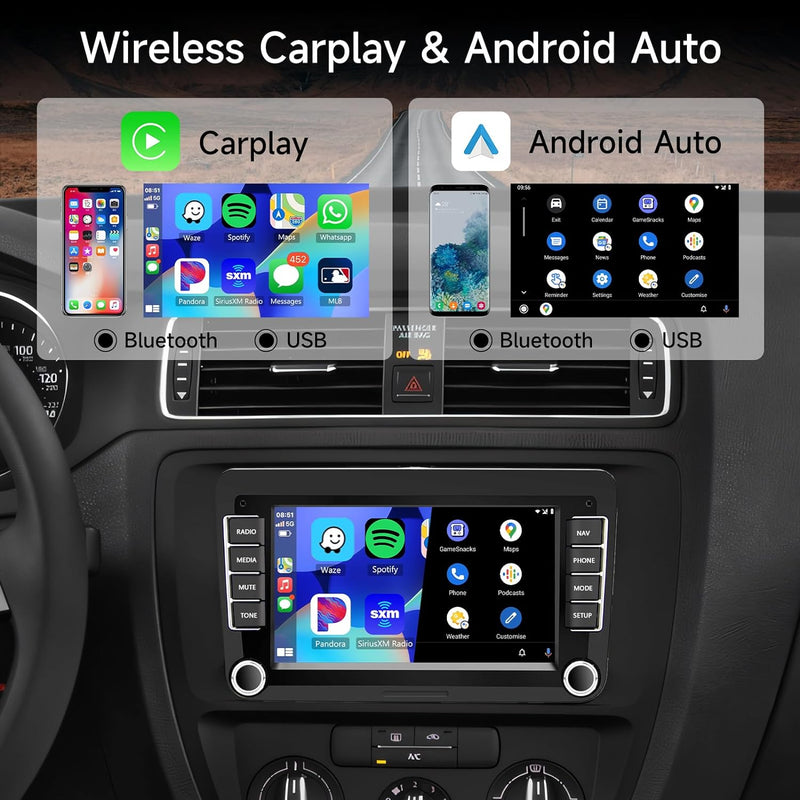 Hodozzy 2+64G Android Autoradio für VW Passat Golf Polo Caddy Bettle Touran Tiguan Jetta für Seat Sk