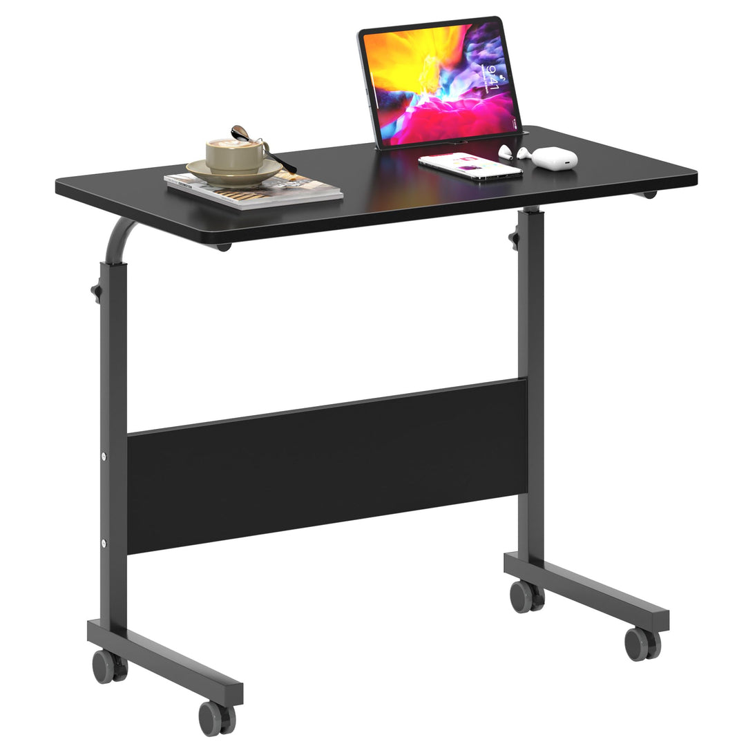 SogesHome Laptoptisch 80 * 40cm höhenverstellbar PC-Tisch mit Rollen, Betttisch, Beistelltisch,Klein