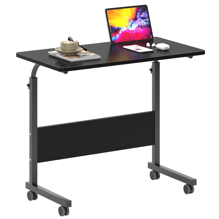 SogesHome Laptoptisch 80 * 40cm höhenverstellbar PC-Tisch mit Rollen, Betttisch, Beistelltisch,Klein
