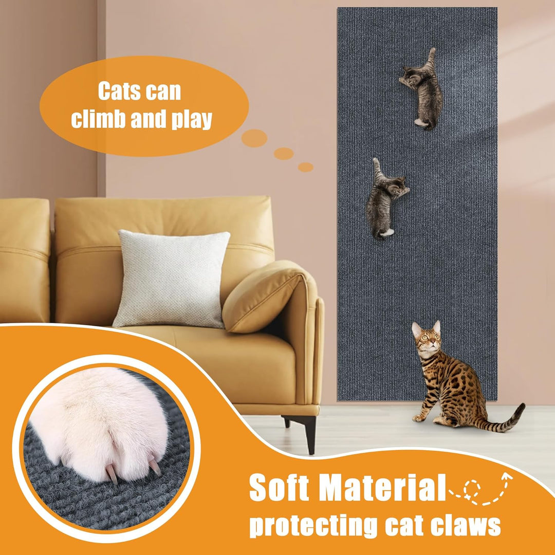 200x40cm Selbstklebend Kratzteppich Katze Wand,Kratzmatte Katze – Kratzschutz für Sofa, Wand & Möbel