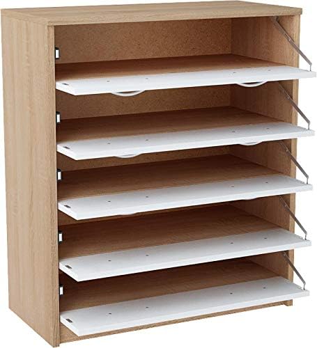 MATKAM Schuhschrank 5S in moderner Optik, B 74 x H 85 x T 35 cm, laminierte Möbelplatte 16 mm, mit R
