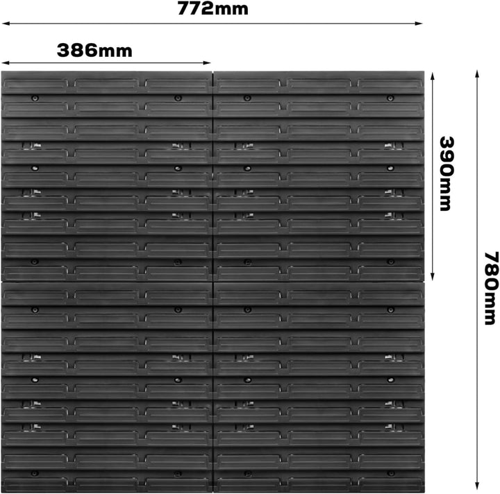 Lagersystem Wandregal 770 x 780 mm | 82 stck. Box | Stapelboxen Schüttenregal Sichtlagerkästen | Ext