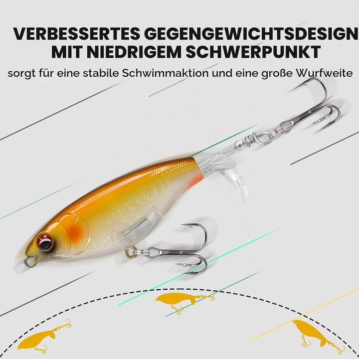 TRUSCEND Top Water Angelköder, Whopper Angelköder für Süsswasser oder Salzwasser, schwimmende Köder