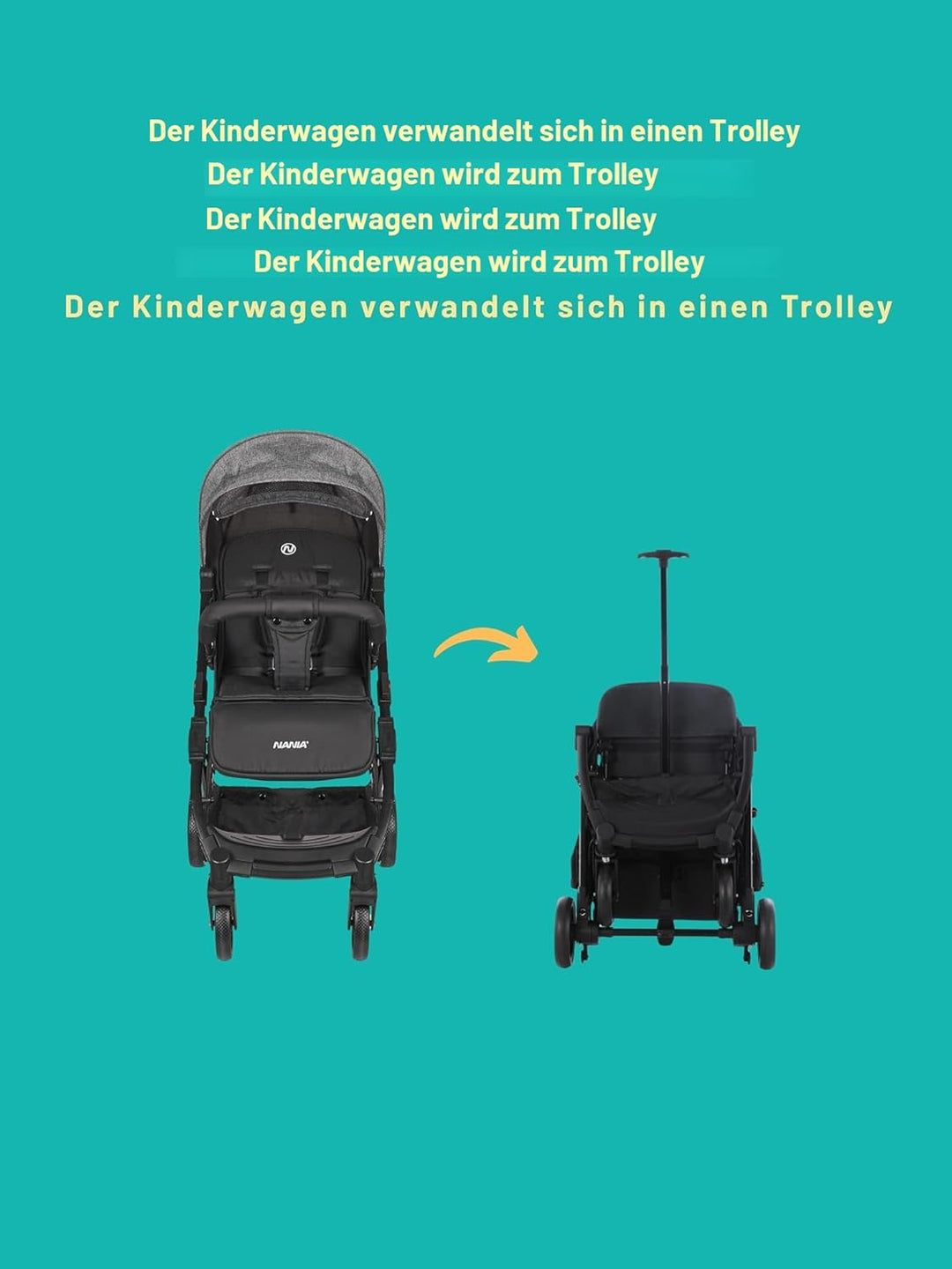 Nania Myla, kompakter Buggy, Kinderwagen 0 bis 4 Jahre (22 kg max), leicht (7,5 kg), Stadtwagen, mit