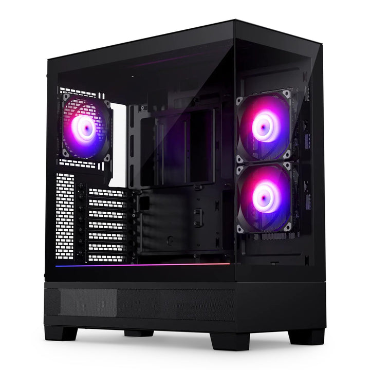 Phanteks 523 XT View Computergehäuse/Spielschrank – Schwarz | 3 x 120 mm ARGB-Lüfter vorinstalliert