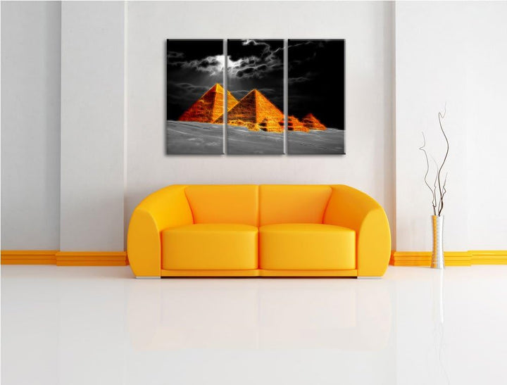 schöne Pyramiden in Ägypten3-Teiler Leinwandbild 120x80 Bild auf Leinwand, XXL riesige Bilder fertig