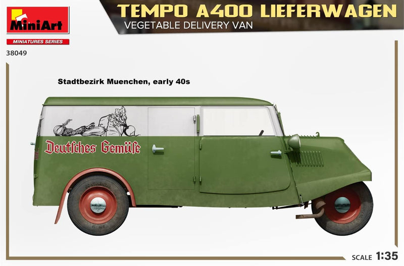 Mini Art 38049 1:35 Tempo A400 Lieferwagen Gemüsehandel - originalgetreue Nachbildung, Modellbau, Pl