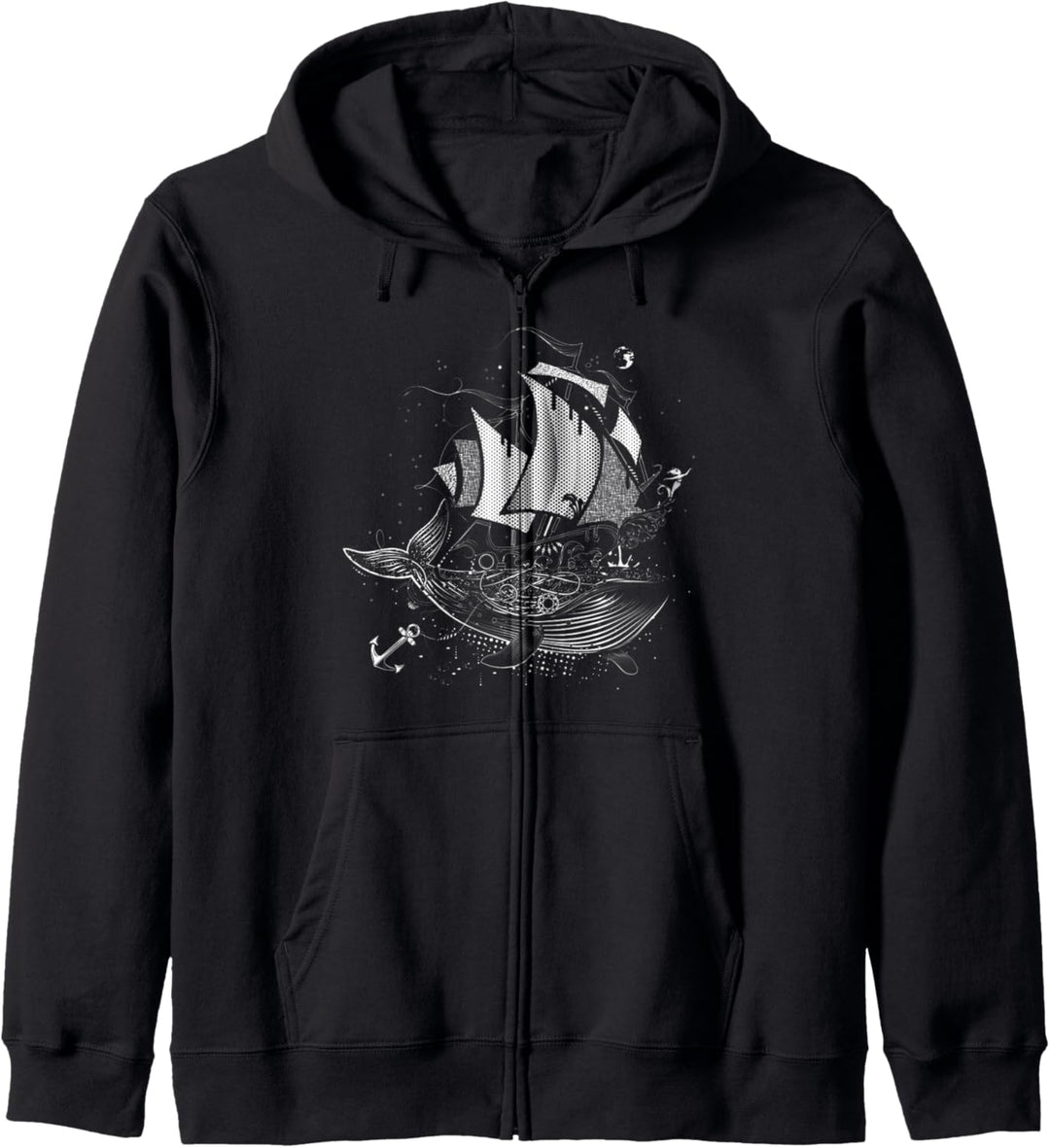 Weisser Wal & Segelschiff Kapuzenjacke