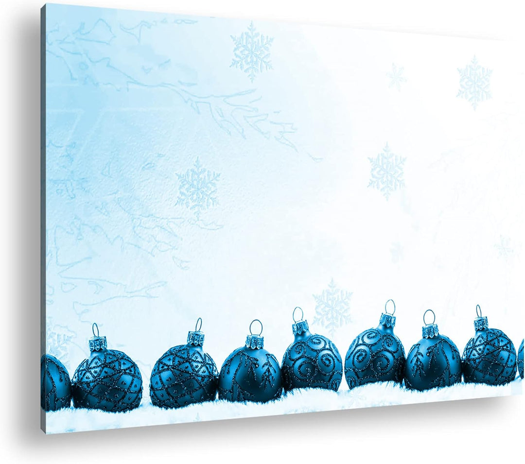 deyoli Christbaumkugeln zur Weihnachtszeit Format 80x60 Effekt: Monocrome Blau als Leinwandbild, Mot