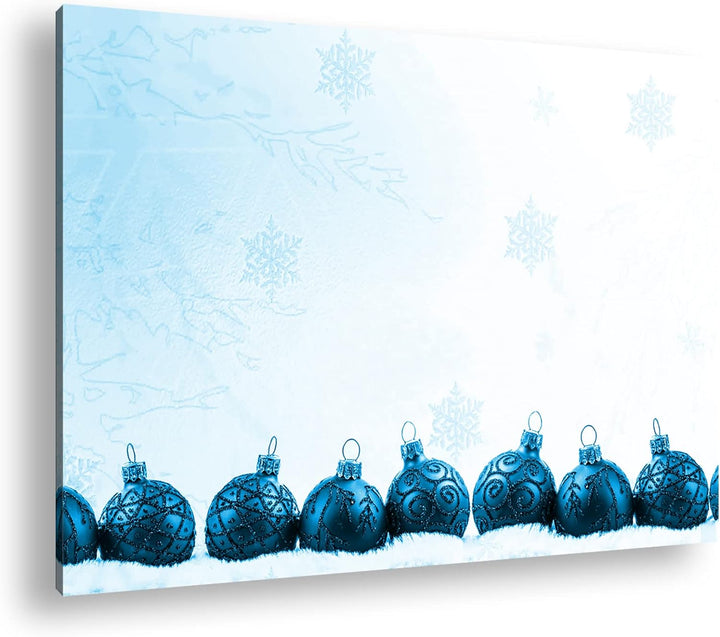 deyoli Christbaumkugeln zur Weihnachtszeit Format 80x60 Effekt: Monocrome Blau als Leinwandbild, Mot