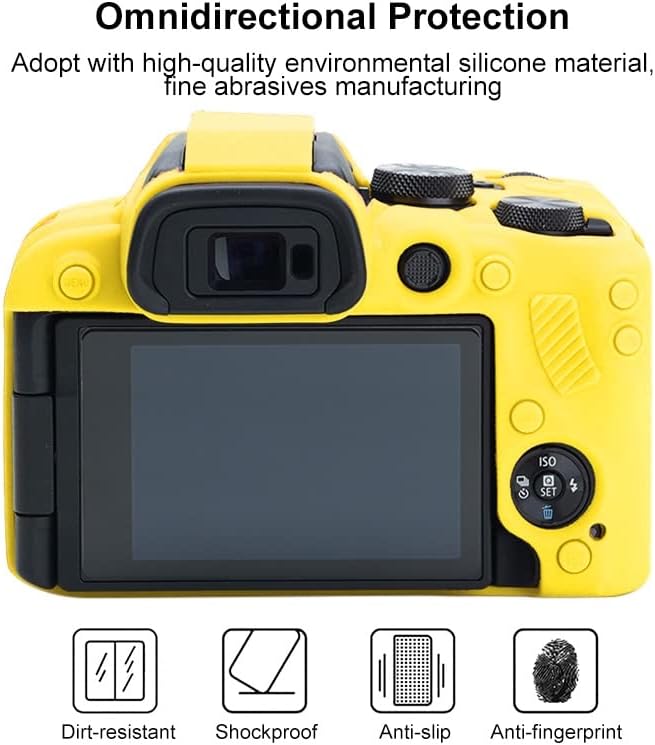 Kameratasche für Canon EOS R10, Silikon-Gummi, Kameragehäuse, Schutzhülle für Canon EOS R10, Gelb, g
