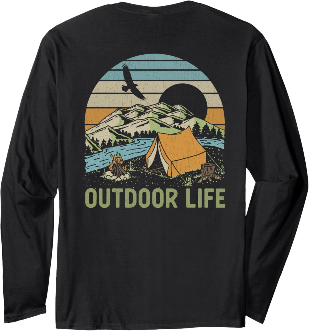 Trendy Outdoor Life Sunset Camp Life Front & Back Langarmshirt