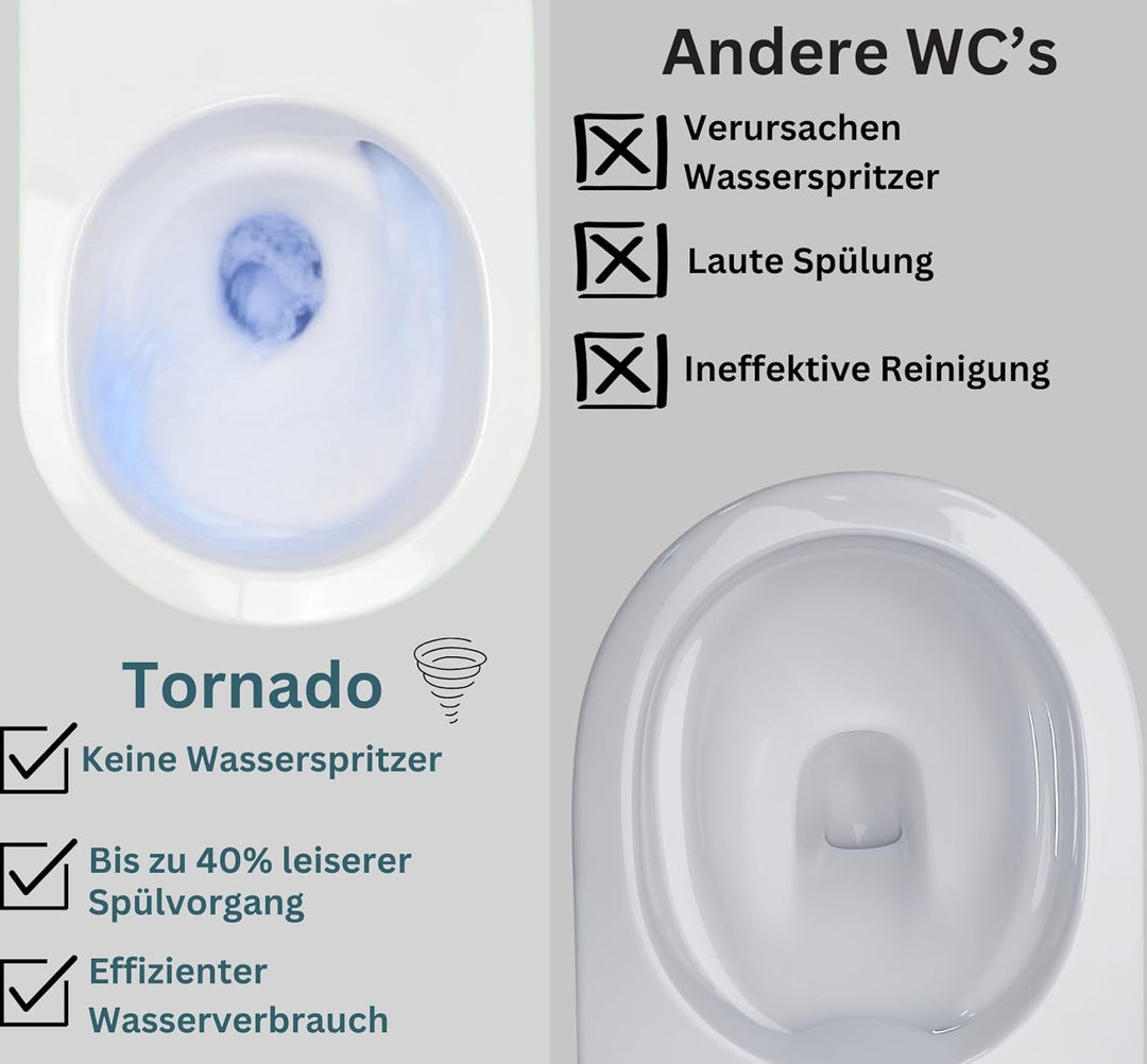 Whirlflush Hänge-WC Soho 3.0 Weiss Glanz | Spülrandlos für Hygiene &amp; Leichte Reinigung | Tornado-Spü