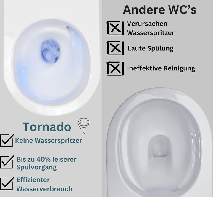 Whirlflush Hänge-WC Soho 3.0 Weiss Glanz | Spülrandlos für Hygiene &amp; Leichte Reinigung | Tornado-Spü