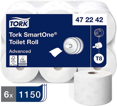 Tork SmartOne Toilettenpapier Weiss T8, Advanced, 2-lagig, 6 × 1.150 Blatt, 472242