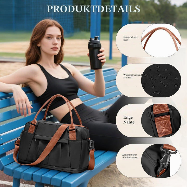 SEAFEW Reisetasche 24L, 40x30x20 Ryanair Handgepäck Tasche für Flugzeug Weekender Sporttasche Damen