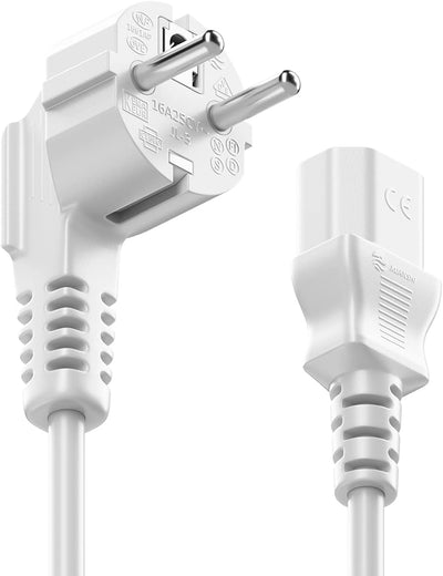 deleyCON 20m Kaltgerätekabel Netzkabel Stromkabel Schutzkontakt Stecker Typ F (CEE 7/4) 90° Gewinkel