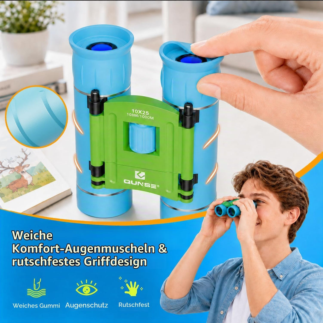 QUNSE 10x25 Mini Kleines Fernglas Erwachsene Klein Ferngläser für Vogels Hiking en buitenleven Marin