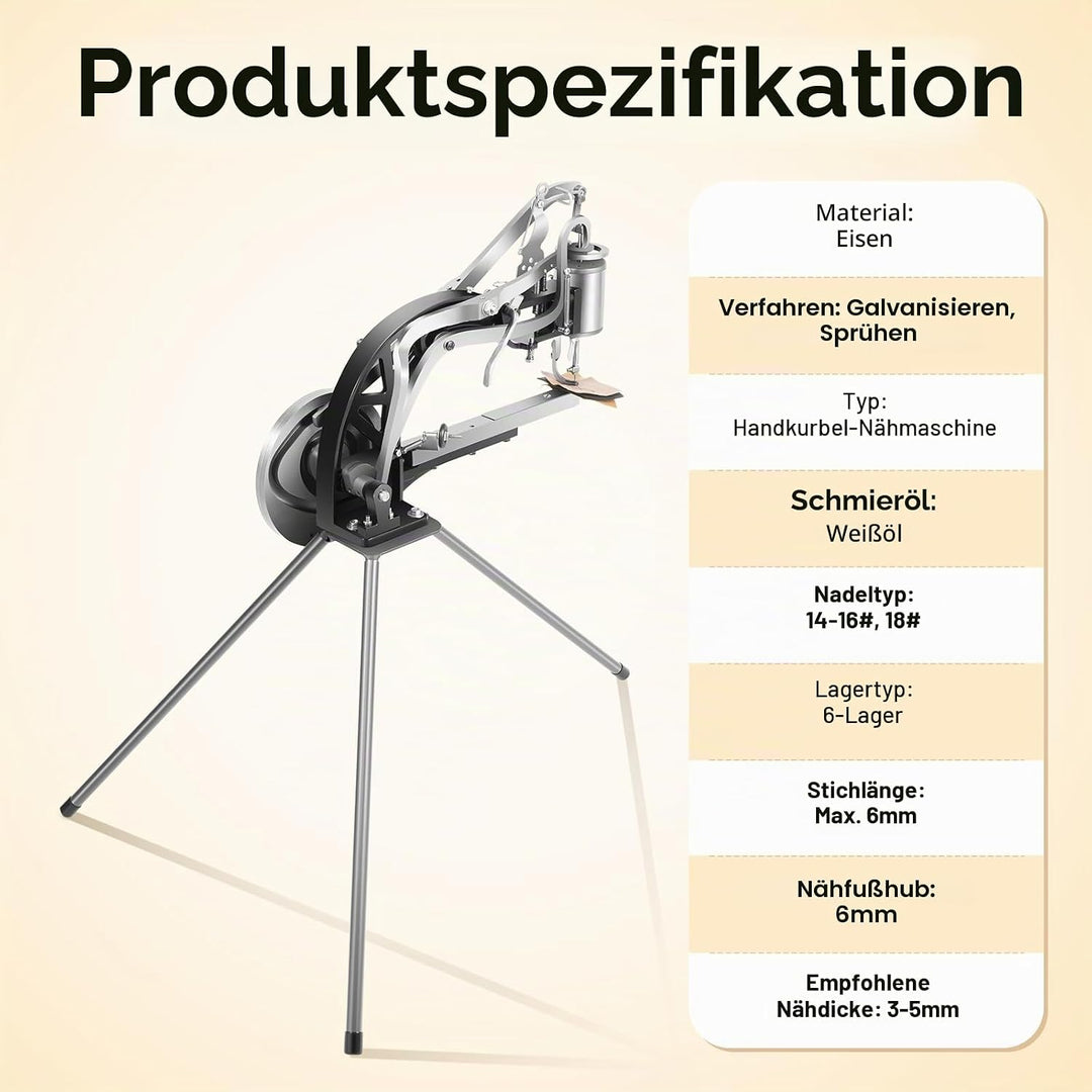360° Einstellbare Manuell Leder Nähmaschine mit Nadeln, Leder Schuster Vertikale Handnähmaschine Sch
