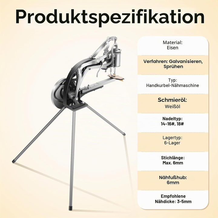 360° Einstellbare Manuell Leder Nähmaschine mit Nadeln, Leder Schuster Vertikale Handnähmaschine Sch