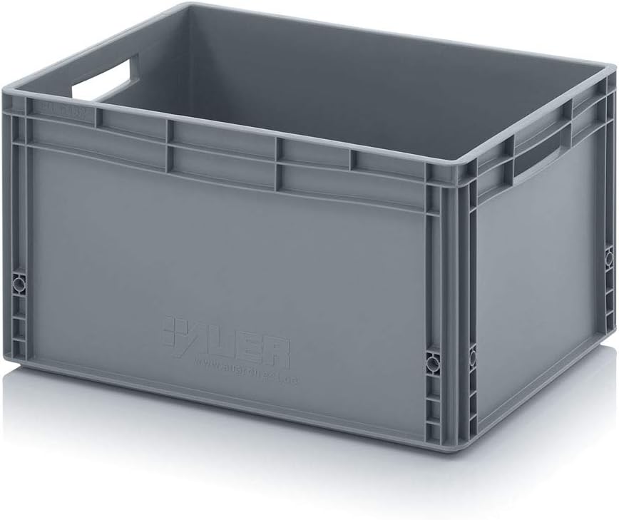 Auer Packaging Eurobehälter-Eurobox 60 x 40 x 33,5 cm mit offenen Griffen und Scharnierdeckel inkl.
