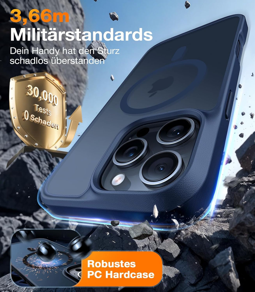 TORRAS Guardian-Mag für iPhone 16 Pro Max Hülle für MagSafe Blau | MagSafe-kompatibel, Zertifizierte