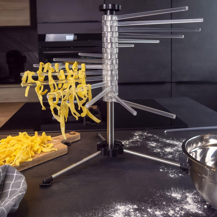 Intirilife Nudeltrockner 50cm 14 Sprossen -silber- Nudelständer zum Trocknen von Pasta zusammenklapp
