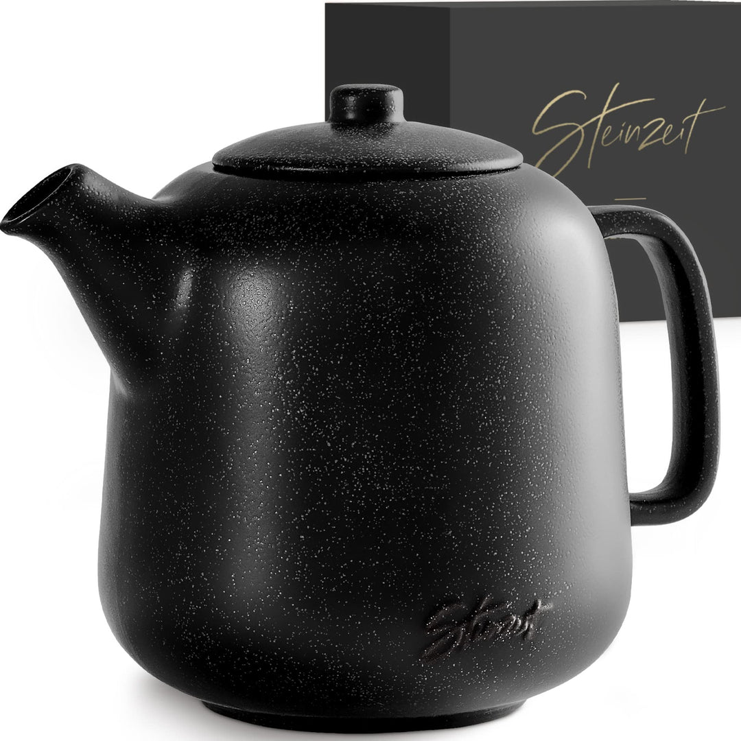 STEINZEIT Design Teekanne (1,3L) mit Siebeinsatz aus rostfreiem 304 Edelstahl - Teekanne Keramik mit