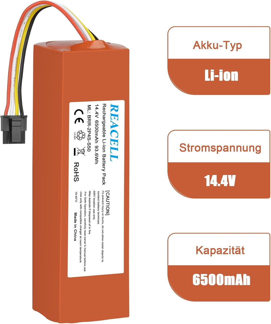 REACELL 14.4V 6500mAh Li-ion Akku für Xiaomi Roborock S5 S50 S6 S7 S5 Max für Mijia Roborock S502-00